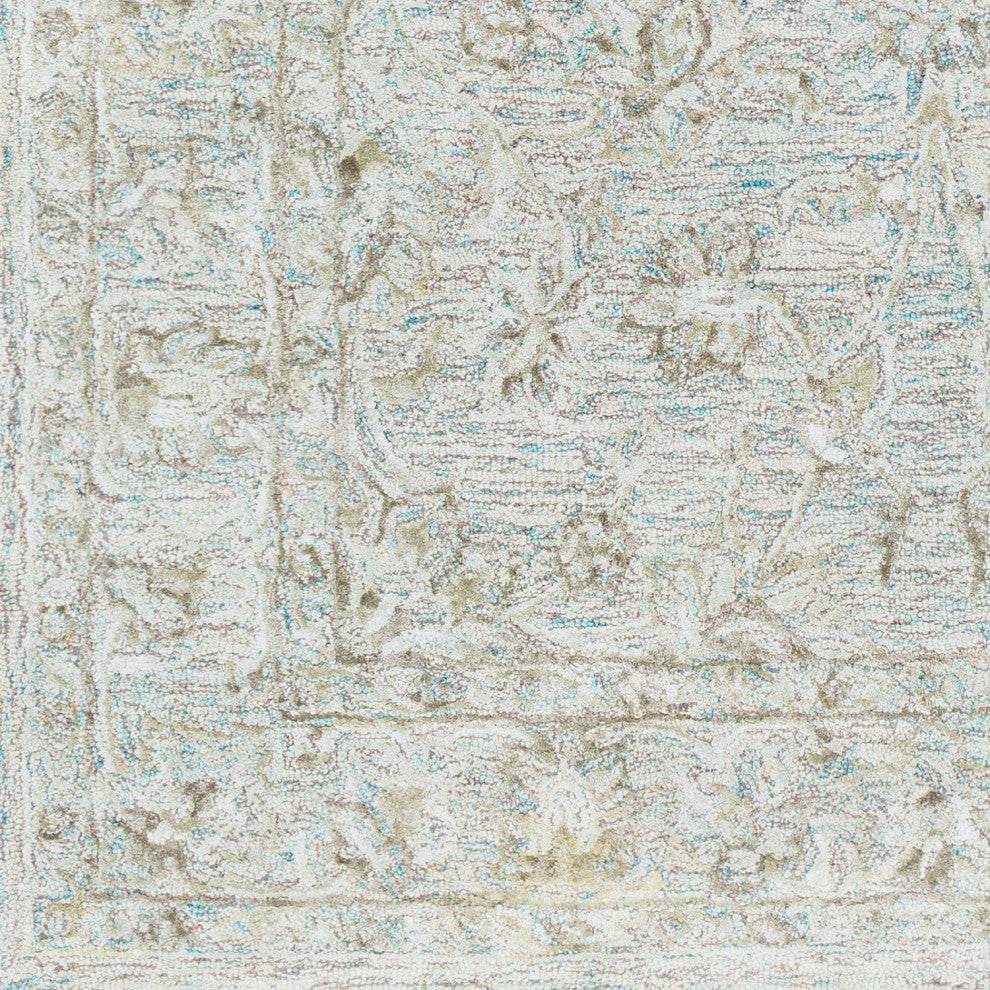 Surya Shelby SBY-1002 7'x9' Rug, Emerald/Light Gray/Dark Brown