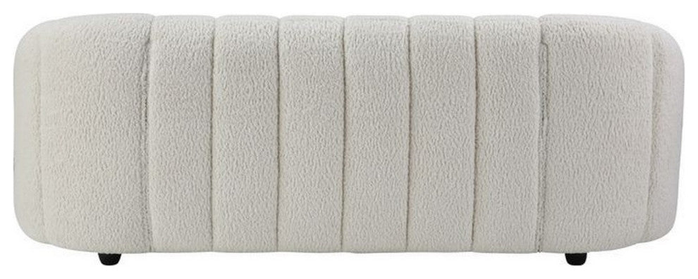 Benzara BM262233 Sofa With Textured Fabric and Vertical Channel Tufting, White