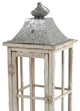 Benzara Wood & Metal Lanterns With Window Pane Design, White, 2-Piece Set