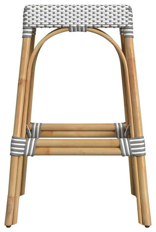 Company Robias Rectangular Rattan 30 Bar Stool, Gray and White Dot