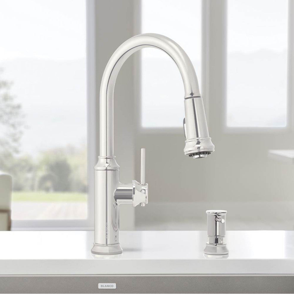 Blanco Empressa Pull-Down Kitchen Faucet, Polished Nickel