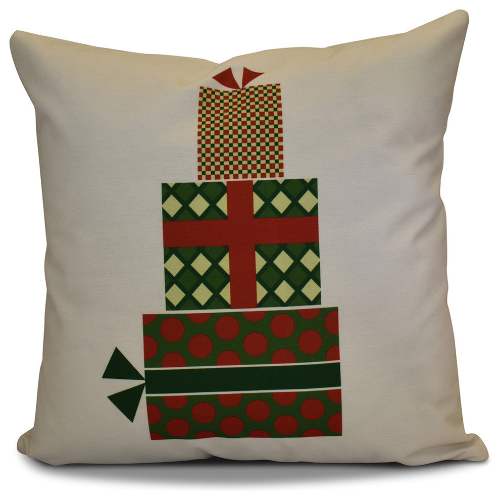 Decorative Holiday Pillow Geometric Print, Green, 20"x20"