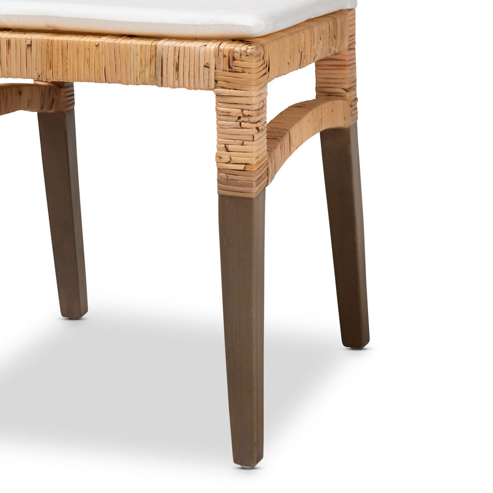 Poltak Modern Bohemian Natural Brown Rattan 2-Piece Dining Chair Set