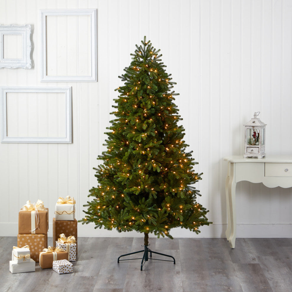 6.5' Washington Fir Faux Xmas Tree W/ 400 Clear Lights & 1110 Bendable Branches