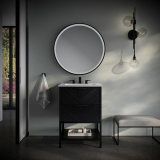 Diamond 24" Bath Vanity, Charcoal Black/Matte Black, 24", White Quartz Top