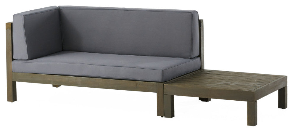 Cascada Outdoor Left Arm Loveseat and Coffee Table Set, Dark Gray/Gray