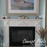 34 1/2"W x 5 1/2"H x 1 3/4"P Shell Center with Scrolls Onlay
