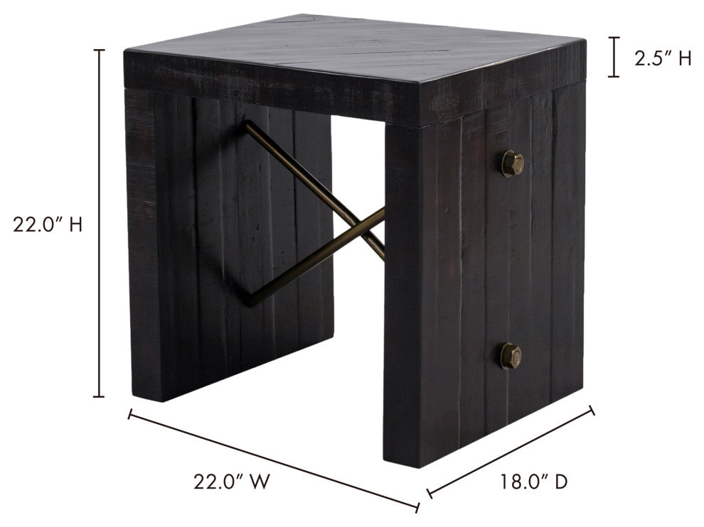 Rustic Sicily Side Table - Black