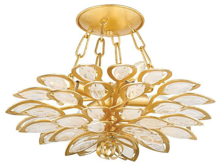 Vittoria 14" Wide Gold Leaf Semi Flush Mount