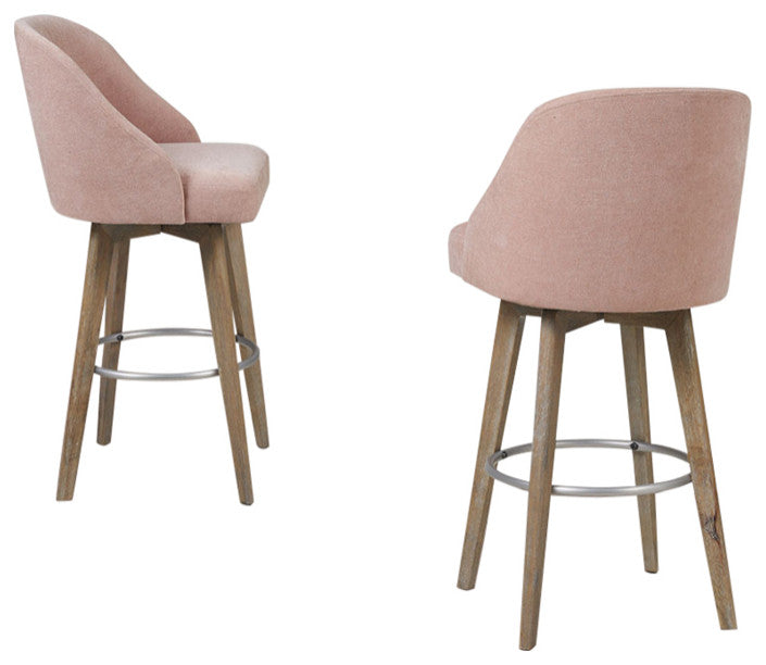 Madison Park Pearce Swivel Upholstered Counter Stool, Pink, 25.75" Counter Stool