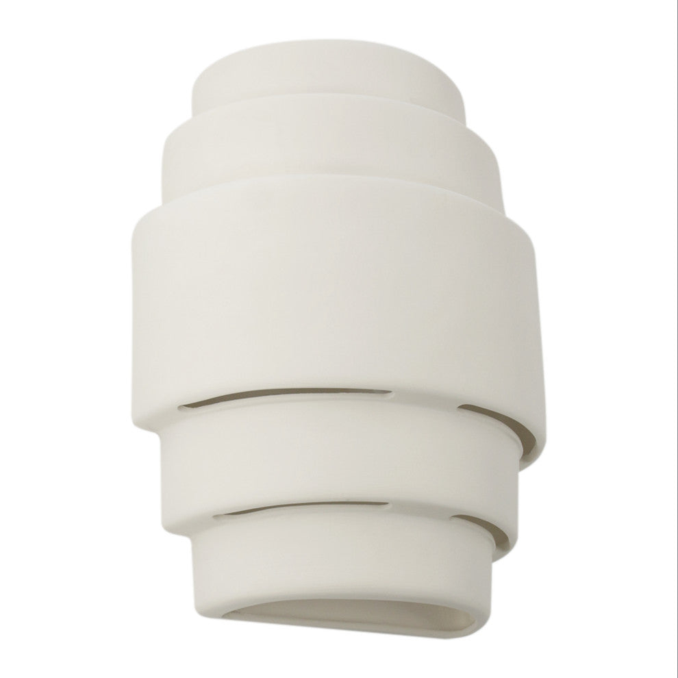 Ziggurat Outdoor Wall Light, Bisque Gray, Open Top