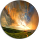Majestic Sunset With Storm Clouds, Landscape Disc Metal Artwork, 11"