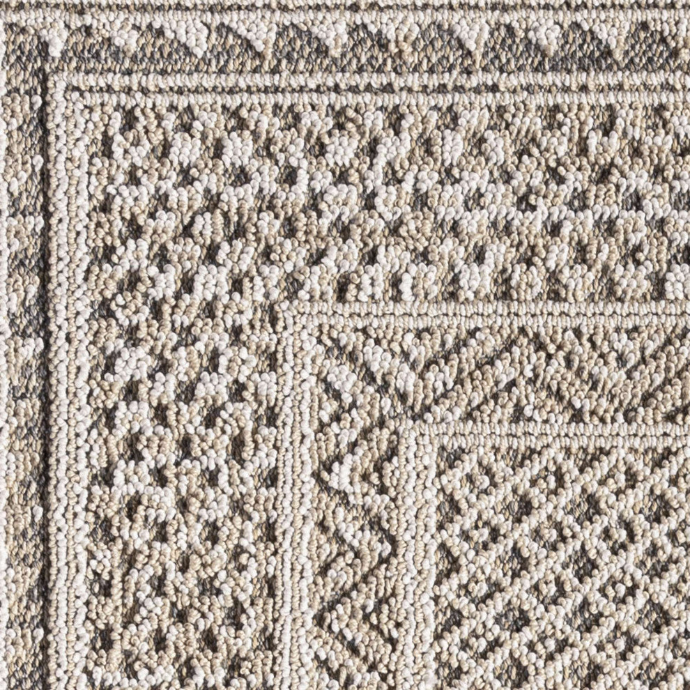 Resort Border Area Rug, Beige, 2'2"x7'6"