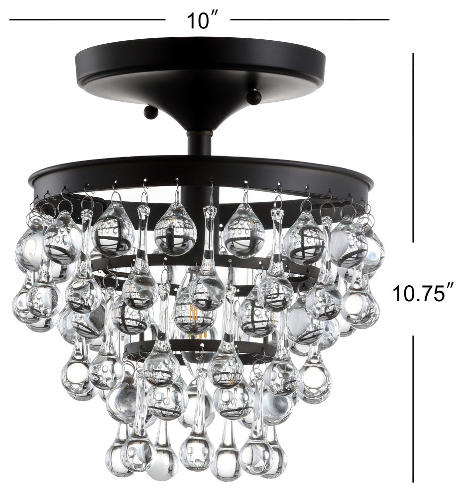 Toronto Metal, Crystal LED Flush Mount, Oil Rubbed Bronze, 10"