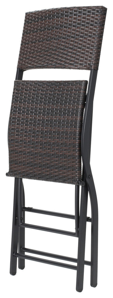 GDF Studio Marinelli Outdoor Multibrown Wicker Bar Stools, Set of 4