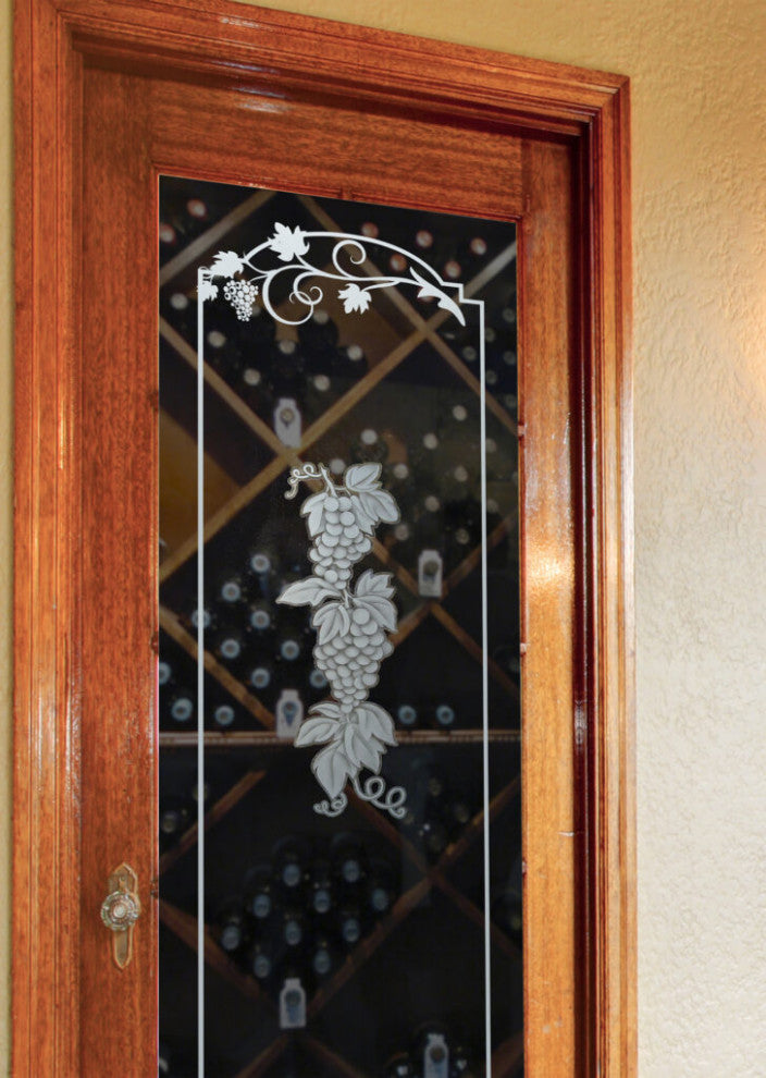 Wine Door - Grapes Strand Grape Ivy - Primed - 28" x 84" - Knob on Left -...
