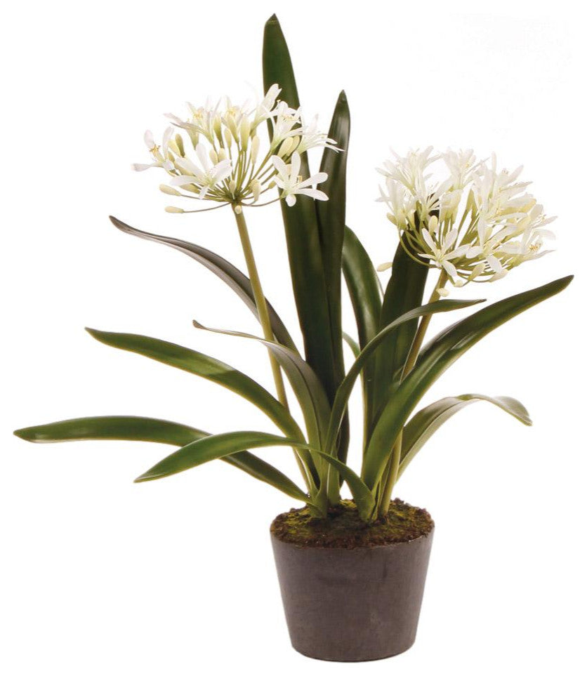Luxe White Agapanthus Faux Floral Artificial Plant 23 in Drop In Flowers