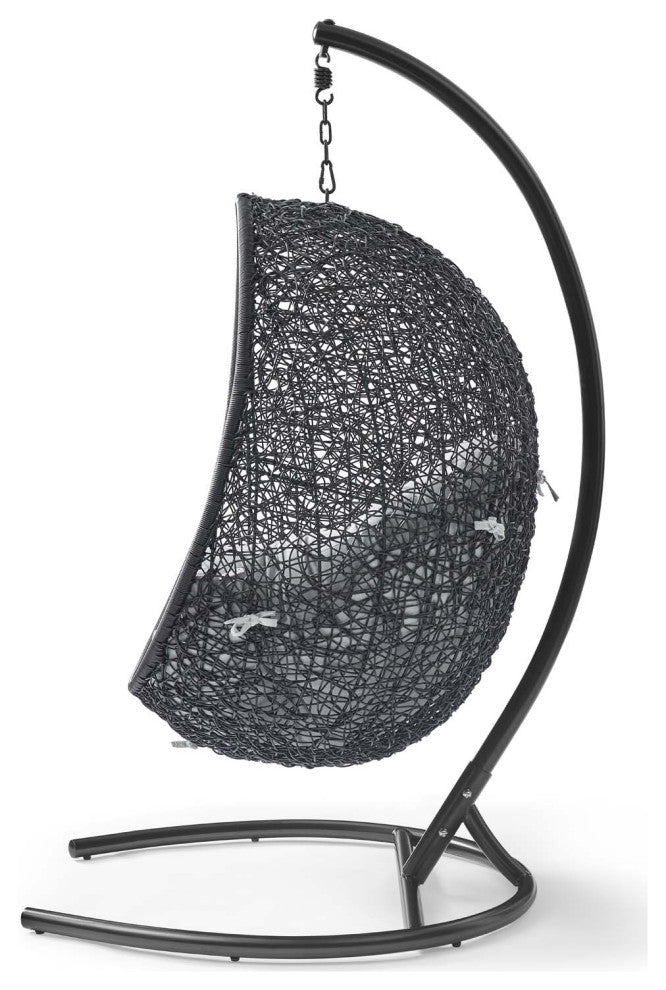 Swing Lounge Chair, Sunbrella, Black Gray, Modern, Outdoor Patio Bistro