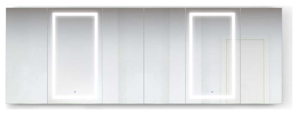 102x42 LLRRR, Recessed Or Surface Mount Medicine Cabinet 15 Shelves, LED