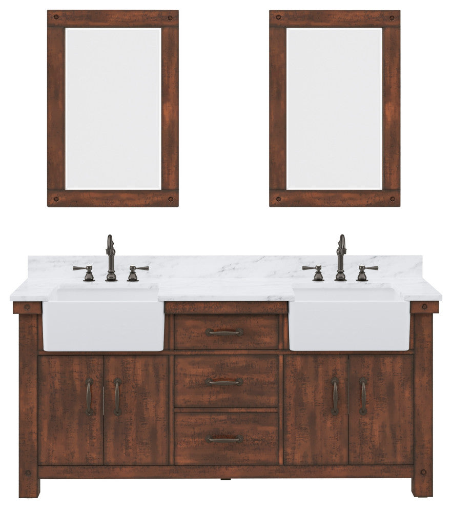 Paisley 72" Double Vanity, Rustic Sierra, Vanity With Mirror