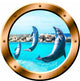 VWAQ Dolphin Porthole Porpoise Wall Decal, 14" Diameter
