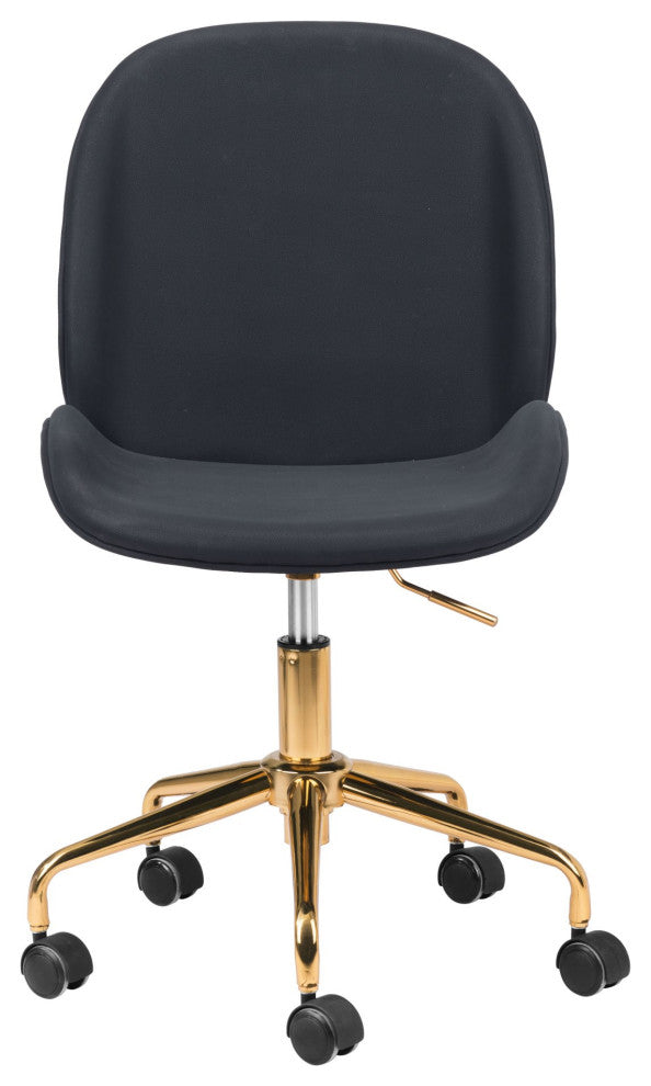 Computer Work Chair, Steel Metal, Fabric, Black, Gold, Home Business Office