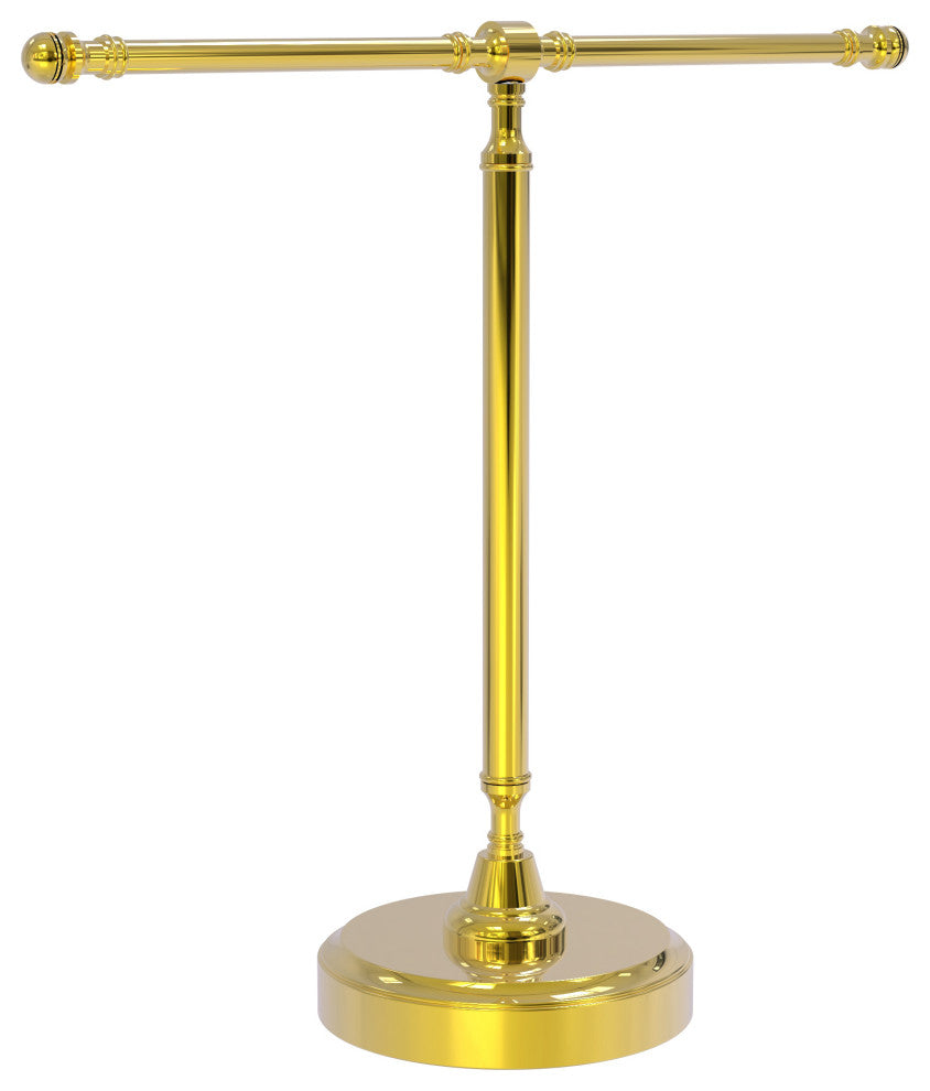 Vanity Top 2 Arm Guest Towel Holder, Polished Brass
