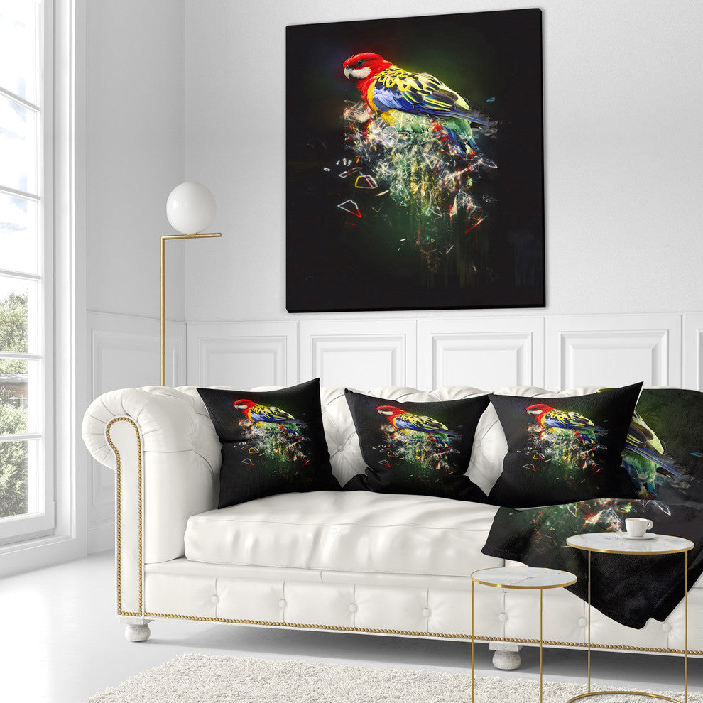 Fantasy Parrot On Branch Animal Throw Pillow, 16"x16"