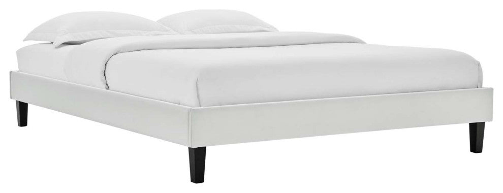 Elise Full Performance Velvet Platform Bed Light Gray
