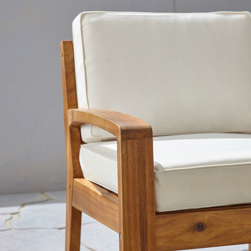 GDF Studio 4-Piece Parma Outdoor Wood Chat Set, Beige