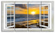 "Open Window To Bright Yellow Sunset" Modern Wall Art, 4 Panels, 48"x28"