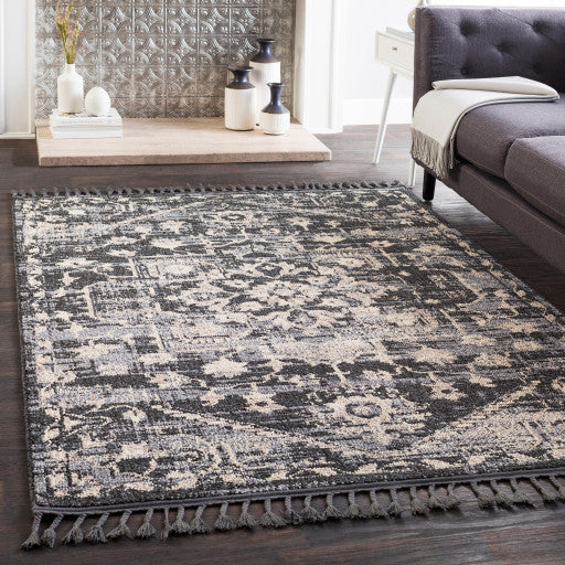 Surya Restoration REO-2300 6'7"x9' Rug, Light Gray/Black/Cream/Taupe/Gray