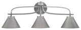 Cavella 3 Light Bath Bar, Graphite Finish, 7" Graphite Cone Metal Shades