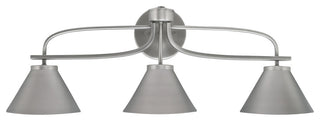 Cavella 3 Light Bath Bar, Graphite Finish, 7" Graphite Cone Metal Shades