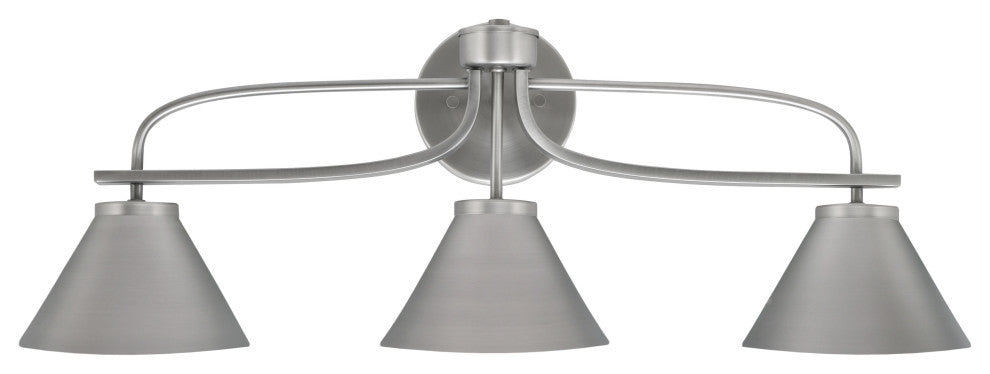 Cavella 3 Light Bath Bar, Graphite Finish, 7" Graphite Cone Metal Shades