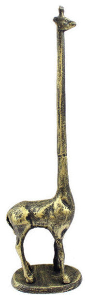 Rustic Gold Cast Iron Giraffe Extra Toilet Paper Stand 19"