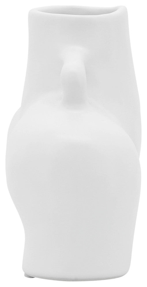Ceramic 6" Half Body Vase, White