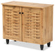 Winda Modern and Contemporary Oak Brown Finished Wood 2-Door Shoe Cabinet