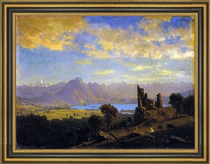 Albert Bierstadt Scene in the Tyrol Framed Premium Canvas Print, 21"x28"
