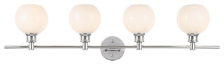 Collier 4 Light Wall Sconce, Chrome And Frosted White Glass