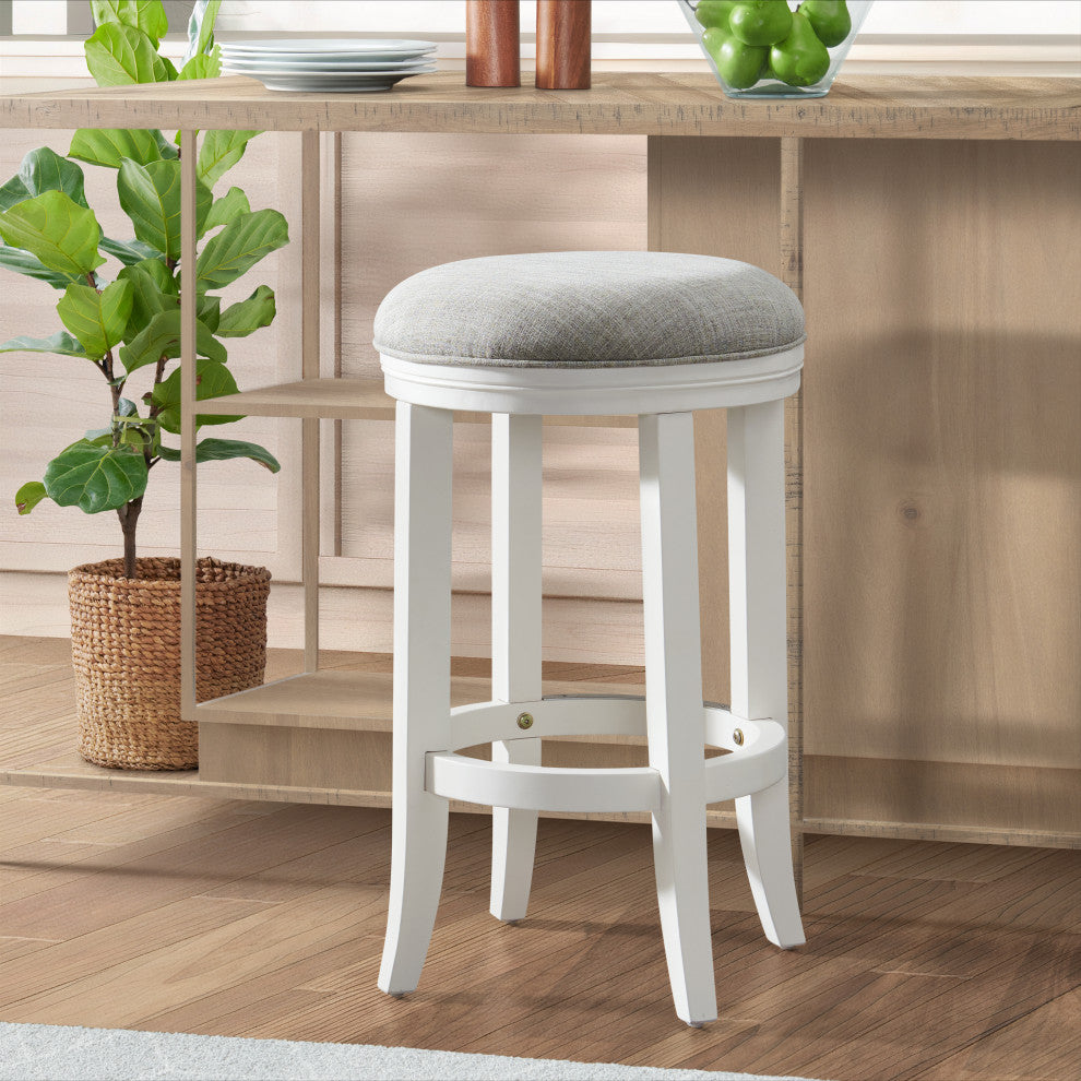 Natick Bar Stool, White, Counter Height