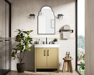 Home Living 30" Single Bathroom Vanity, Honey Brown With Backsplash