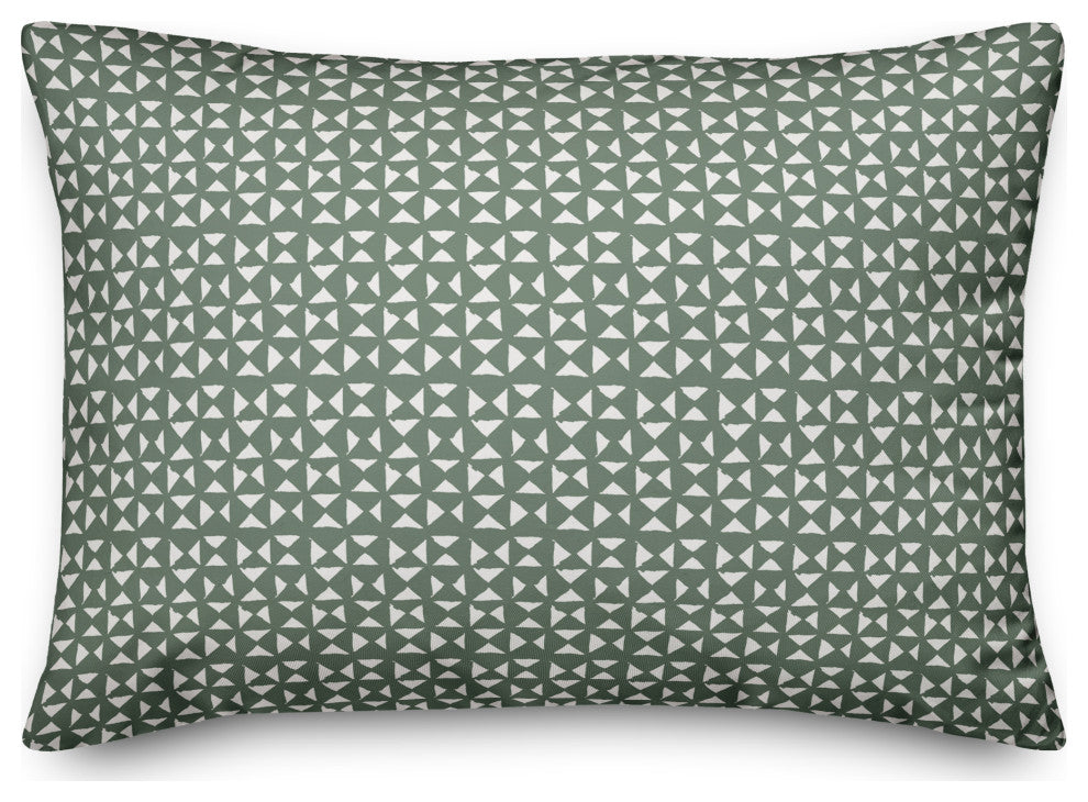 Green Triangle Pattern 14x20 Indoor/Outdoor Pillow