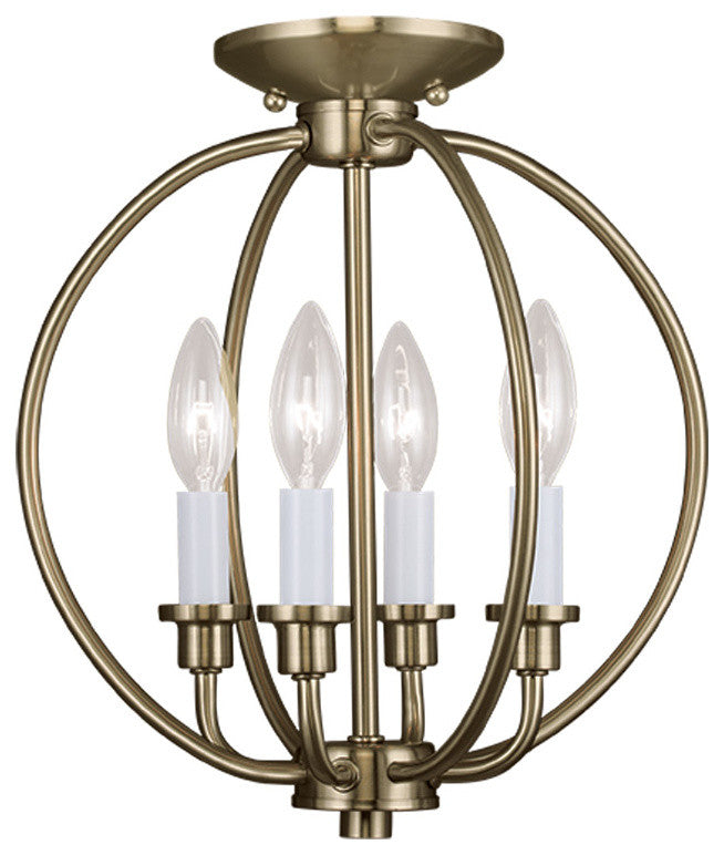 Milania Convertible Chain-Hang and Ceiling Mount, Antique Brass