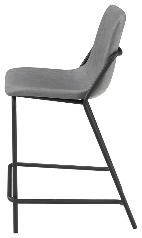 Set of 2 Counter Height Stool, Gray and Black