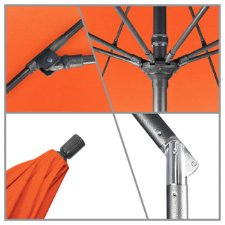 7.5' Hammertone Gray Greek Key Patio Umbrella With Ribs and Tassels, Melon