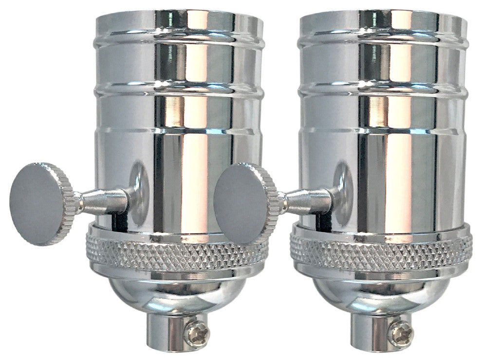 Royal Designs, Inc. 3 Way Vintage Lamp Socket, Polished Nickel, Set of 2