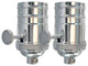 Royal Designs, Inc. 3 Way Vintage Lamp Socket, Polished Nickel, Set of 2
