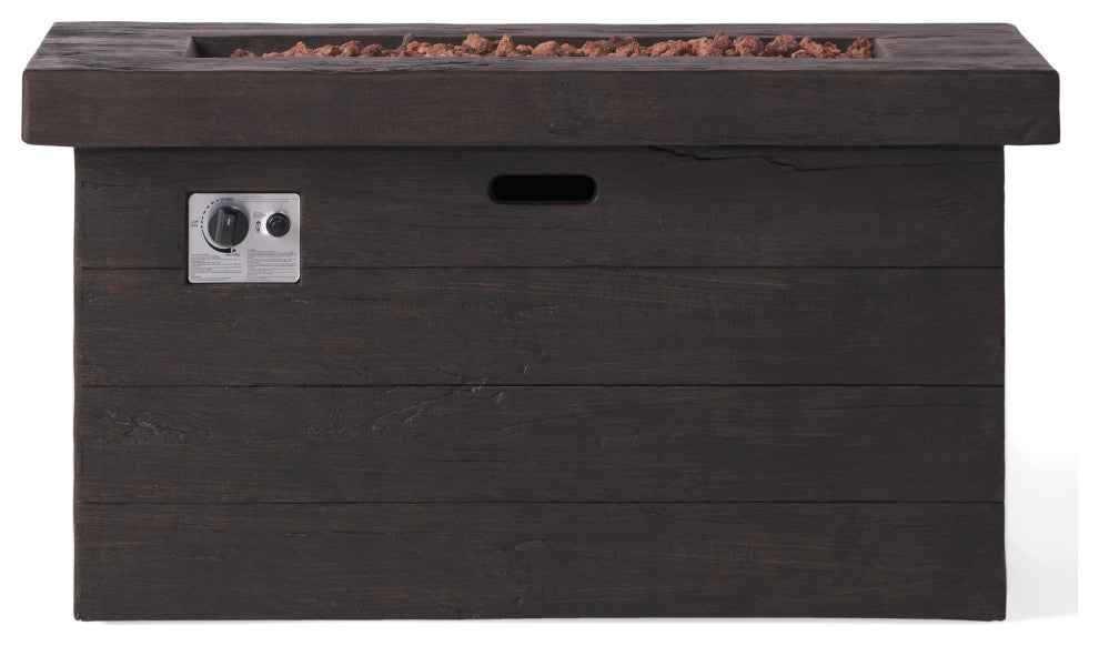 GDF Studio Crawford Outdoor Rectangular Fire Pit, Brown