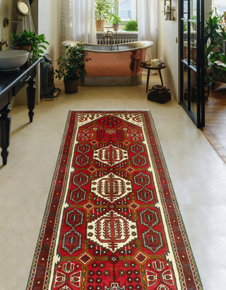 Fine Vintage Distressed Gulshano Red/Ivory Runner, 3'10 x 10'0